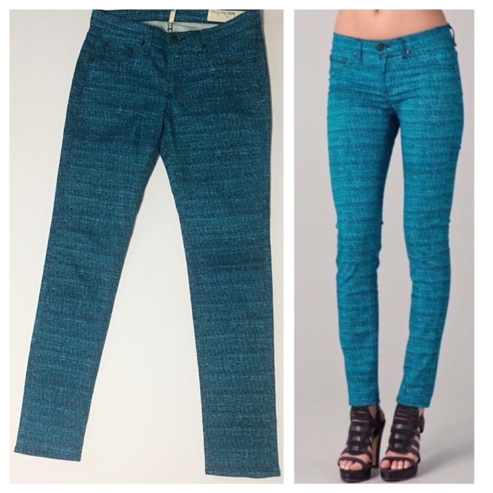 Rag and Bone Turquoise Tweed Print Jean